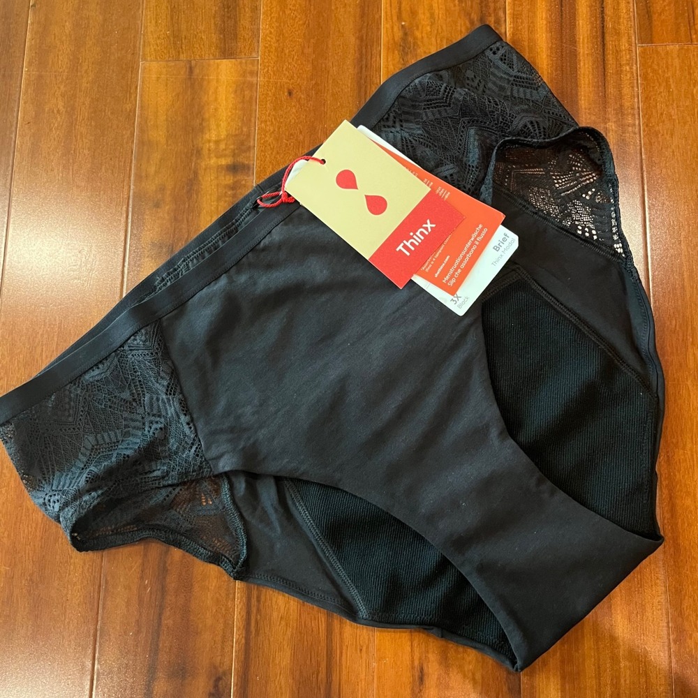 Thinx Period Underwear Brief Black Heavy Absorbency Lace Intimates New Plus 3X